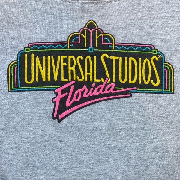 Vintage 90s Tultex Universal Studios Florida Distressed Gray Crewneck Sweatshirt - Picture 2 of 7